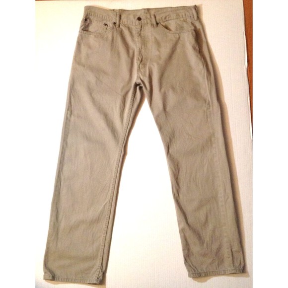 Levis 505 Jeans Mens Size 38x32 Khaki Straight Leg Relaxed Cotton Denim Pants - Picture 1 of 9